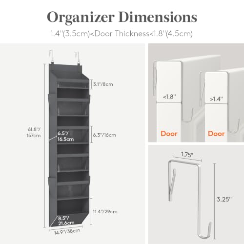 1 Pack Over the Door Organizer 6 Section Hanging Storage