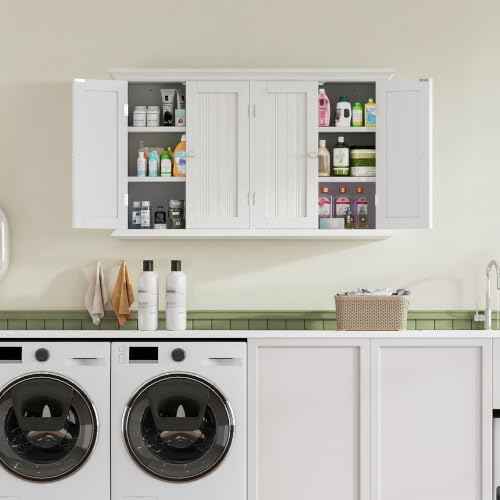 Laundry Cabinet with 4 Doors and Adjustable Shelves