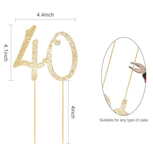 Gold Cake Topper 40th Birthday Decorations Women 40th Birthday Cake Topper