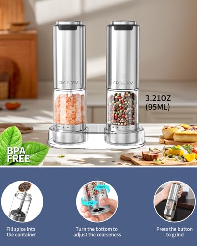 Rechargeable Electric Salt and Pepper Grinder Set with Base