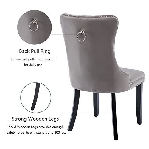 Grey Velvet Dining Chairs Set of 6