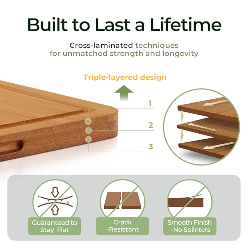 Charcuterie Board Carbonized Bamboo XL With Built