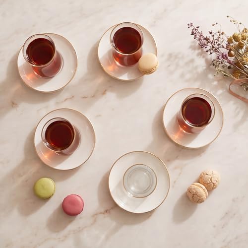 Retro Beige 6 Person Tea Set (6 Count)