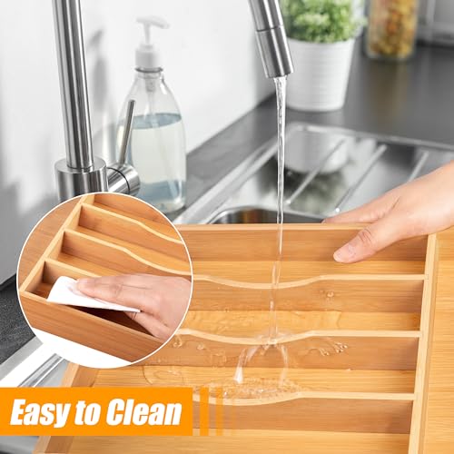 Bamboo Silverware Drawer Organizer