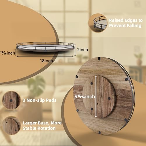 Acacia Wood 18" Lazy Susan Turntable Organizer for Table Top