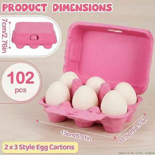 102 Pieces Colored Paper Pulp Egg Cartons Bulk 2 x 3 Colorful Style Vintage Blank Egg Cartons Bulk for Fresh Duck Quail Storage Kitchen Family Farmhouse (102 Count)