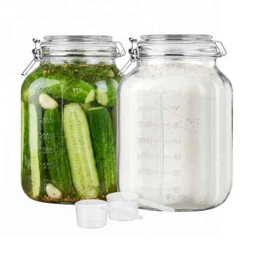 1.1 Gallon Glass Storage Jars with Airtight Clamp Lids (2 Count)