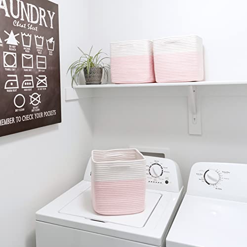 13 Inch Cube Storage Bins Cotton Rope Woven Baskets for Organizing 3 (3 Count)