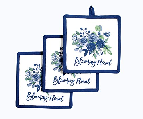 Pot Holders Heat Resistant Cotton Set of 3 Nonslip 8"x8" Inch Hot Pads for Kitchen (3 Count)