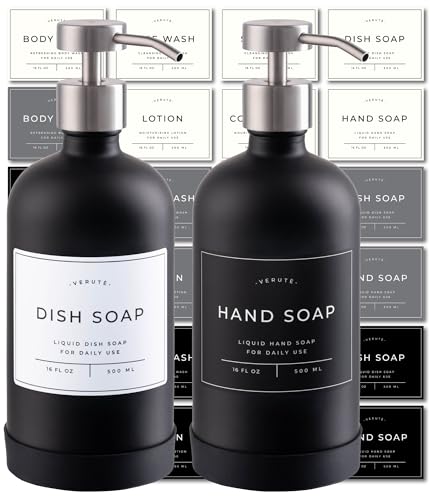 Hand and Dish Soap Dispenser for Kitchen and Bathroom (2 Count)