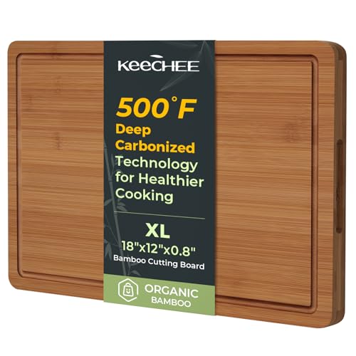 Charcuterie Board Carbonized Bamboo XL With Built