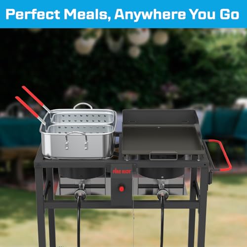 Outdoor Propane Deep Fryer & Grill Griddle Combo