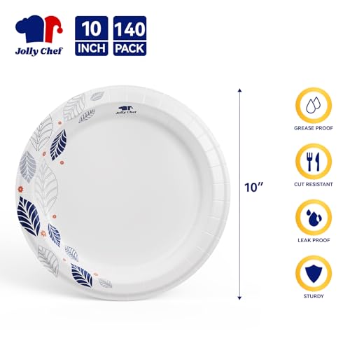 140 Count Paper Plates 10 inch Soak Proof