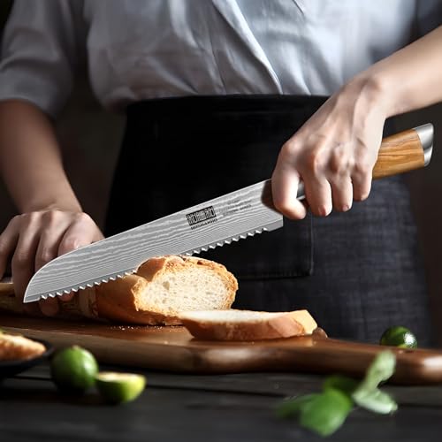 Damascus Bread Knife 8"
