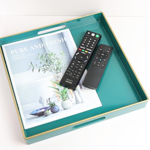 Green Decorative Serving Tray with Handles