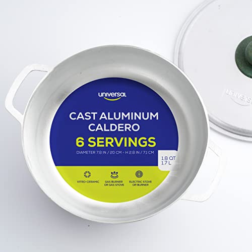 1.8 QT / 1.7 Liter) Small Caldero Pot with Lid, Cast Aluminum Rice & Cooking Pot, 6 Cup Capacity for Rice, Beans, Sauces, Sides & Small-Batch Cooking
