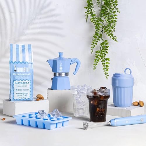 Moka Express 3 Cup Light Blue & Almond Ground Coffee Gift Set (3 Count)