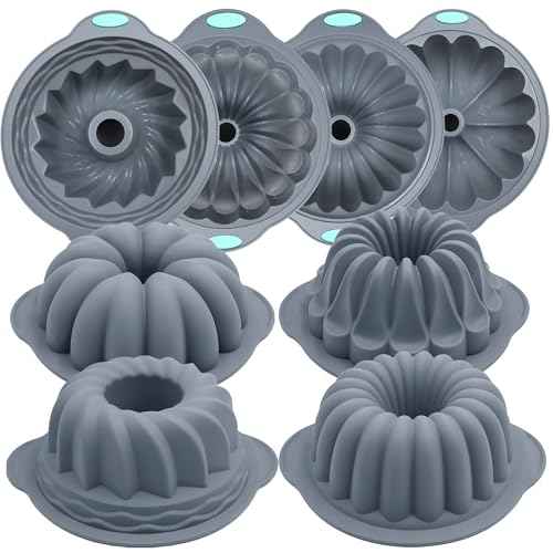 4 Pieces Silicone Fluted Tube Cake Pans