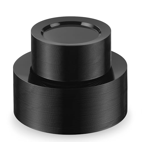 100 Elegant Black Plastic Plates Set (100 Count)