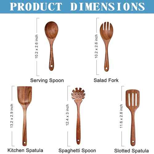 Wooden Spoons for Cooking Non (5 Count)