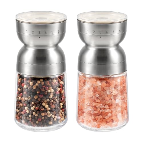 Salt and Pepper Grinder Set Manual External Adjustable Coarseness (2 Count)