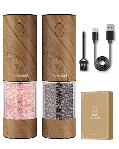 Larger Capacity Rechargeable Electric Salt and Pepper Grinder Set
