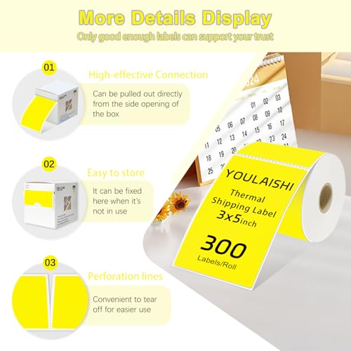 300per Roll 3 X 5 Inch Printable Rectangle Color Coding Labels
