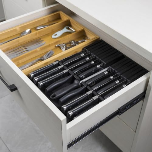 Bamboo In Drawer Knife Block Organizer
