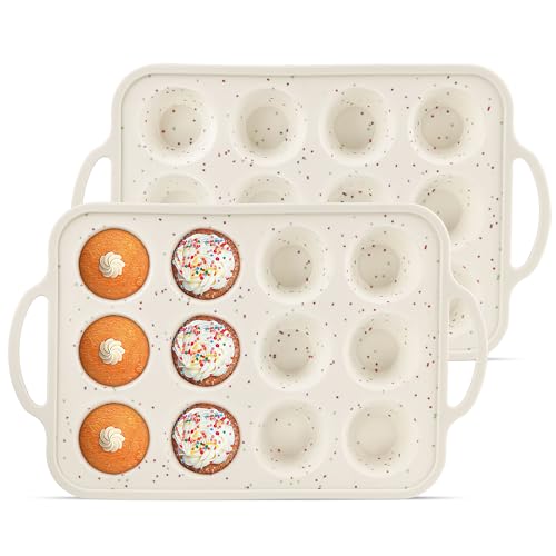 2Pack Silicone Muffin Pan For Baking With Metal Reinforced Frame (2 Count)