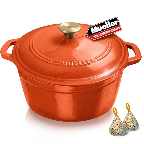 MUELLER HOME 6 Quart Enameled Cast Iron Dutch Oven for Bread Baking