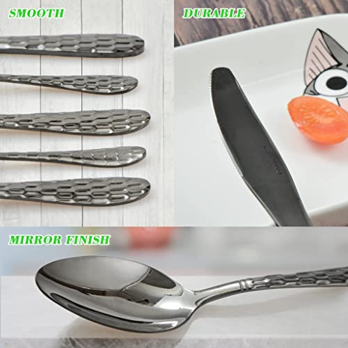 Hammered Silverware Set for 4