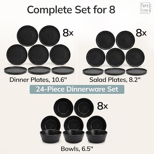 24 Piece Black Dinnerware Set for 8 (24 Count)