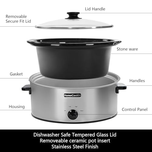 6 Quart Slow Cooker Oval Manual Pot Food Warmer with 3 Cooking Settings