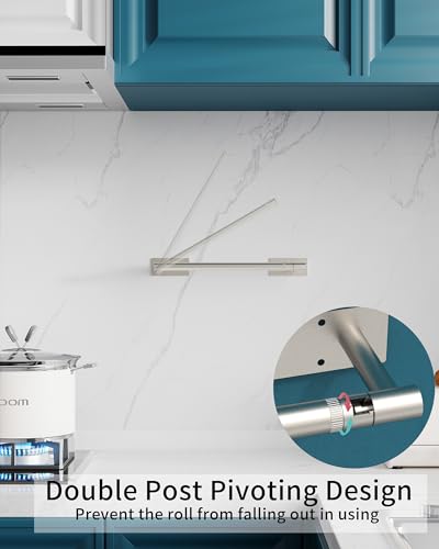 Paper Towel Holder Under Cabinet with 2Hooks Self Adhesive Silver
