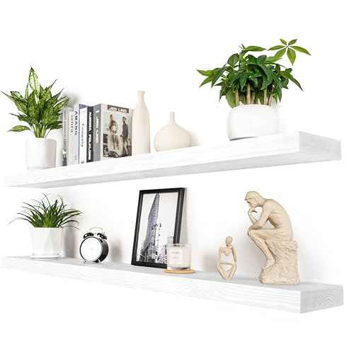 60 inch White Floating Shelves for Wall 8 (2 Count)