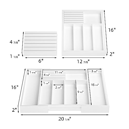 Silverware Drawer Organizer Bamboo Knife Organizer Drawer Insert Expandable Utensil Holder for Kitchen Drawer Flatware Holder W12.8