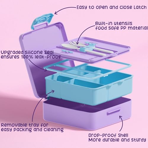Kids Bento Lunch Box with Toddler Insulated Water Bottle Lunch Bag