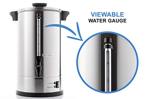SR-CP-100B Commercial Grade Stainless Steel Percolate Coffee Maker Hot Water Urn for Catering, 100-Cup 16 L, Metallic