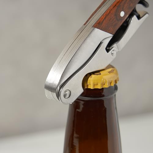 Double Hinged Waiters Corkscrew Wine Opener with Built