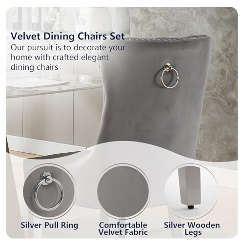 Grey Velvet Dining Chairs Set of 6 (6 Count)