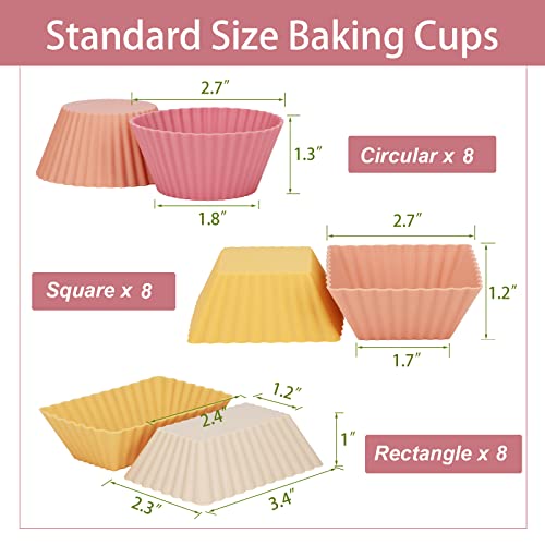 24Pack Silicone Muffin Baking Cups Cupcake Liners Lunch Box Bento Dividers (24 Count)