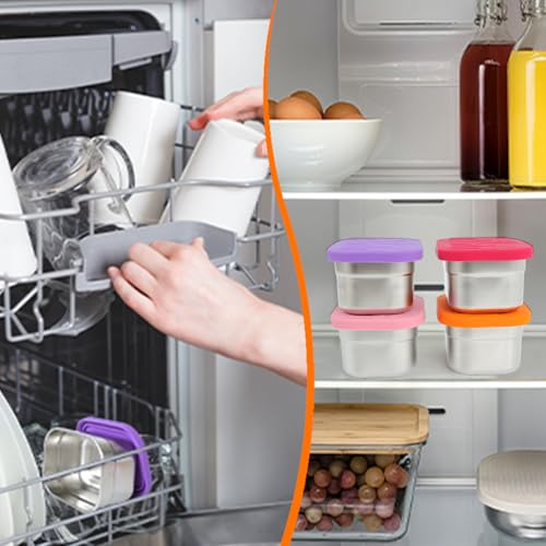 4 Pack Stainless Steel Kids Snack Containers with Lids (4 Count)