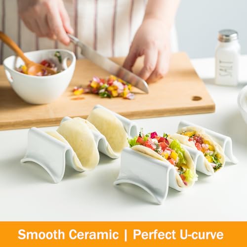 Taco Holder Porcelain Taco Tray with Handles (2 Count)