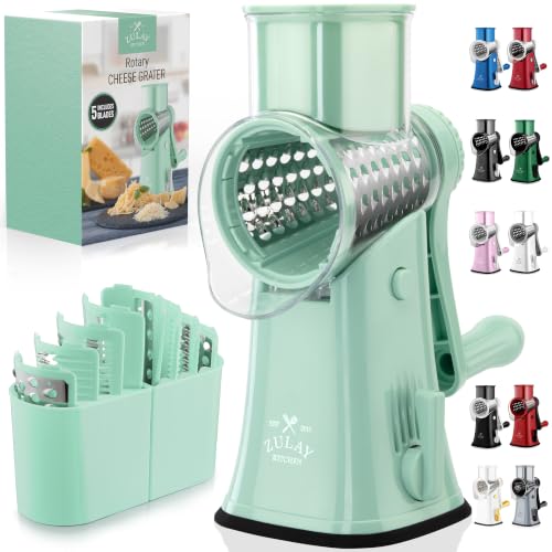 Rotary Cheese Grater Manual Hand Crank 5 Blade Shredder