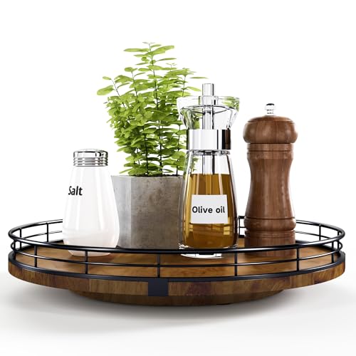 12 Inch Farmhouse Oak Lazy Susan Organizer