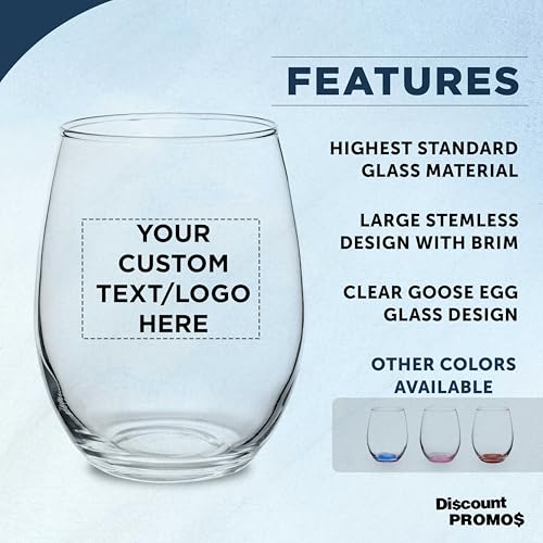 Custom Stemless Wine Glasses in Bulk by ARC Perfection (100 Count)