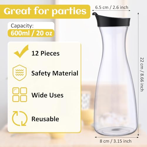 12 Pcs Plastic Carafe with Flip Top Lid (12 Count)