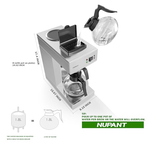 12 Cup Commercial Drip Coffee Maker 1.8L Pour Over Coffee Machines