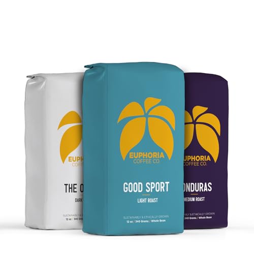 EUPHORIA COFFEE CO. Whole Bean Variety Pack with Good Sport Light Roast (36 Ounce)