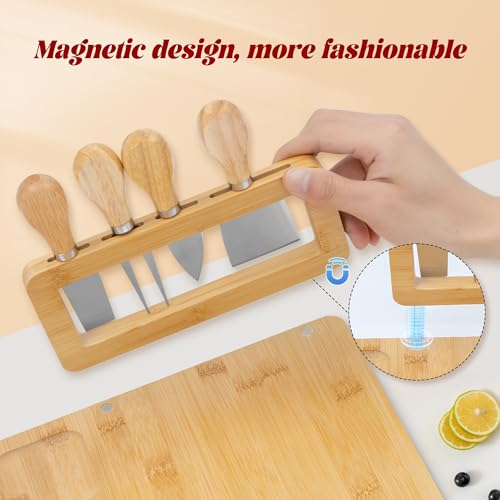Bamboo Charcuterie Boards Cheese Board Knife Set